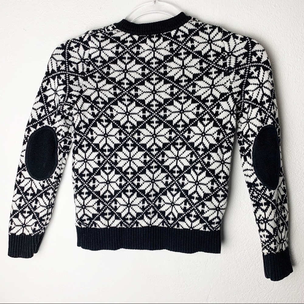 Snowflake Sweater Elbow Patches Lands End - Picture 2 of 5